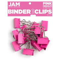 JAM Paper - Pinces à reliure colourées - taille moyenne - 32 mm (1 1/4 po) - pinces à reliure roses - paquet de 15-Couleur : Rose | Fabriqué en acier trempé pour une tenue extra forte