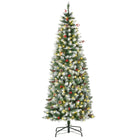 HOMCOM - Sapin de Noël artificiel 6' enneigé pré-illuminé avec pommes de pin et baies-Arbre de Noël artificiel de 6 pieds de haut à l'aspect réaliste, avec baies et pommes de pin 