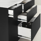 South Shore - Olio - Îlot de cuisine avec porte et tiroirs - Noir mat et Faux marbre blanc-Matériau: Panneaux de particules laminés, Mélamine