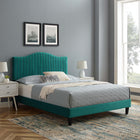 Modway - Juniper Chenal Touffé Performance Velvet Lit de plateforme complet, Sarcelle-Capacité de poids du lit : 800 lb