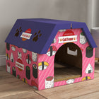 PawHut - Maison griffoir 2-en-1 pour chat avec tapis à griffer et herbe - rose-Couleur : violet, rose 