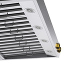 KUCHT KRH480-GL 48 po Hotte sous armoire - avec commandes numériques - 1200 CFM - Acier inoxydable/Or-Fonction d’arrêt temporisé de 5 minutes qui maintient la hotte en fonctionnement après la cuisson pour garantir l’évacuation de la fumée et des odeurs sans modifier le réglage des lampes