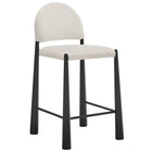 Modway - Hayley Cuir végane Tabourets de comptoir Ensemble de 2 - Crème noire-Pieds métalliques effilés avec repose-pieds
