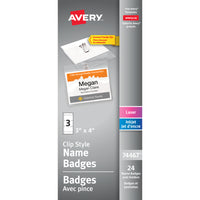 Avery - Pince pour porte-nom, 4 po x 3 po-Porte-insigne de type à pince sans danger pour les v&ecirc;tements  