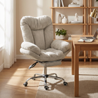 HOMCOM - Chaise de bureau Criss Cross avec repose-pieds et assise large - gris clair-Le design sur-rembourré comprend un épais coussin en mousse haute densité et des accoudoirs en cascade pour un soutien enveloppant
