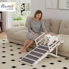 PawHut - Rampe pliable pour chien 15 po-19 po H pour canapé, avec tapis antidérapant et rails latéraux de sécurité-Surface recouverte de tapis avec des lattes en bois offrant une adhérence supérieure pour une montée en toute confiance 