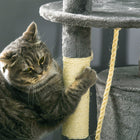 PawHut - Arbre à chat griffoir 46 po, centre d’activité multi-niveaux, gris-Satisfait l'instinct naturel du chat à grimper et garde votre chat en bonne santé 