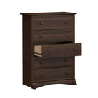 PrepacMC – Commode à 5 tiroirs Fremont, 45 1/4 po, espresso-Dotés de bords supérieurs courbes, de moulures latérales, d’une base arquée et de poignées antiques au fini bronze