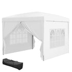 Outsunny - Tente de réception d'extérieur pliante 10 pi l x 10 pi L avec sac de transport, blanc-Matériau Oxford à haute densité avec revêtement argenté, résistant à l'eau et aux UV