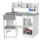 Qaba - Ensemble bureau et chaise pour enfants avec étagères de rangement - Gris-L'ensemble 2 pièces comprend 1 bureau et 1 chaise assortie 