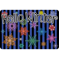 Ashley Productions - The Original Fun Mat - Tapis de Bienvenue - 15 -5" x 23 -5" - Flocons de Neige Colourés Bonjour Hiver.-Mesure et design : Le tapis colouré Flocons de neige Bonjour Hiver mesure 15,5 po x 23,5 po.