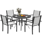 Outsunny - ensemble de salle à manger extérieur 5 pièces avec table ronde et 4 chaises empilables-Profitez de repas en plein air avec une grande table de 180×77 cm et huit chaises