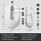 Logitech MX Anywhere 3 - Souris sans fil - Gris pâle-Optimisez votre workflow. Travaillez vite avec des boutons personnalisables et des applications prédéfinies pour Adobe Photoshop, Final Cut Pro, Chrome, Safari, Microsoft Office
