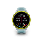 Garmin - Forerunner 570 - 47 mm, aluminium jaune amp avec bracelet translucide Whitestone/Turquoise-RAPPORT DU MATIN ET DU SOIR - Réveillez-vous avec votre rapport du matin comprenant un aperçu de votre sommeil, de votre récupération et de vos perspectives d'entraînement, ainsi que votre VFC, votre préparation à l'entraînement et la météo. Avant de vous coucher, recevez un rapport du soir pour mieux préparer le lendemain : rappel de vos besoins en sommeil, de votre entraînement du lendemain, de la météo et 