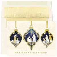 JAM Paper - Ensemble de cartes de Noël et enveloppes assorties, 7 6/7 x 5 5/8 po, décorations de bénédictions de Noël, paquet de 18-Conception d'ornements de bénédictions de Noël