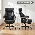 HOMCOM - Fauteuil de bureau exécutif avec repose-pieds et assise large - noir-Fauteuil de bureau inclinable à 135° avec repose-pieds, idéal pour les pauses détente