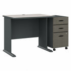 Bush Business Furniture - Bureau 36 po avec classeur mobile Cubix de, ardoise/blanc spectral-L’ensemble comprend : un bureau 36L x 27P et un classeur mobile à 3 tiroirs
