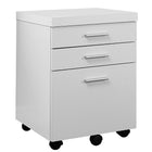 Monarch Specialties - 7048 Classeur 3 Tiroirs - Blanc-Fini blanc frais sur tous les côtés avec poignées de tiroir en plastique argentées élégantes