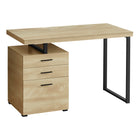 Monarch Specialties - 7643 Bureau 48 po L - Naturel/Metal Noir/Face L/R-Un bureau d'ordinateur moderne de 48 pouces de long dans un style moderne, avec une configuration réversible pour une installation à gauche ou à droite, parfait pour créer un espace de travail fonctionnel dans votre bureau à domicile.