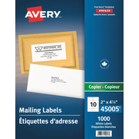 Avery Étiquettes d'adresse pour copieurs 4¼" x 2" 1000 Étiquettes-Adhésif permanent