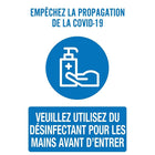 Mark Maker Français Vinyle adhésif - Empechez La Propagation, Veuliez Utilisez Du Desinfecatant Pour Les Mains-Autocollant autocollant français au dos