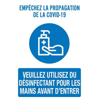 Mark Maker Français Vinyle adhésif - Empechez La Propagation, Veuliez Utilisez Du Desinfecatant Pour Les Mains-Autocollant autocollant français au dos