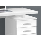 Monarch Specialties - 7690 Bureau 48 po L - Blanc Orientation Gauche Ou Droite-Pied rectangulaire en bois fini blanc de 2 pouces d'épaisseur et poignées de tiroir en métal au fini argenté complémentaire