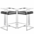 Plata Decor - Harvey II Tabourets - Chrome / Noir - paquet de 2-Tabouret de comptoir
