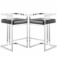 Plata Decor - Harvey II Tabourets - Chrome / Noir - paquet de 2-Tabouret de comptoir