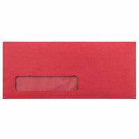 JAM Paper #10 Enveloppes à fenêtre commerciales - 4,125" x 9,5" - Rouge recyclé - Paquet de 50-Couleur : Enveloppes commerciales rouges avec fenêtre
