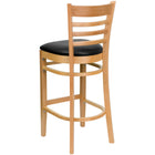 Flash Furniture – Tabouret de bar/restaurant HERCULES en bois naturel, dossier à traverses horizontales, assise en vinyle noir-Siège rembourré en vinyle noir