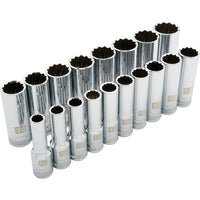 Dynamic Tools – Ensemble de 18 douilles métriques à 12 pans, prise de 1/2 po, standards et profondes, 10 à 27mm-Comprend : 10, 11, 12, 13, 14, 15, 16, 17, 18, 19, 20, 21, 22, 23, 24, 25, 26, 27, 27mm