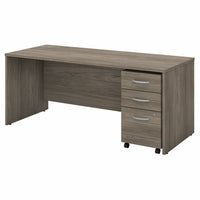 Bureau 72 po x 30 po avec classeur mobile Studio C de Bush Business Furniture - hickory moderne/hickory moderne-L’ensemble comprend : un bureau 72L x 30P et un classeur mobile à 3 tiroirs