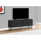 Monarch Specialties - 2733 Meuble Tv - 60 po L/Noir Avec Metal Noir-Le design moderne et élégant se caractérise par une finition en stratifié noir, des portes nervurées, et un cadre robuste en métal avec des boutons en métal noir