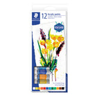 Staedtler - Peinture acrylique, couleurs assorties, paquet de 12-12 couleurs brillantes, emballée en papier