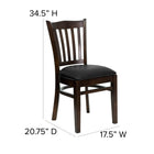 Flash Furniture – Chaise de restaurant dossier à lattes verticales et siège en vinyle noir, fini noyer, série HERCULES, 2/paq.-Barre d'appui courbée