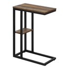 Monarch Specialties - 3673 Table D'Appoint - 25 po H/Faux Bois Brun/Metal Noir-Table d'appoint en forme de C avec une base qui peut glisser sous les canapes pour plus de commodite