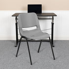 Flash Furniture - Chaise coquille grise, empilable et ergonomique de la série HERCULES avec cadre noir, capacité de 880 lb-Finition de cadre enduit de poudre grise avec patins en plastique