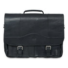Mancini – Mallette Porthole pour portatif de 15,6 po 99-5465 avec pochette sécurisée RFID, 16 x 4 x 11 po, noir-Cuir de buffle huilé et ciré à grain supérieur noir