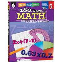 Shell Education - Practice, Assess, Diagnose (SEP50808) : 180 Days Of Math Book, 5e année-Convient aux enfants de 10 ans et en 5e année
