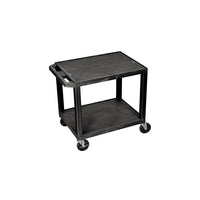 Luxor – Chariot audio-vidéo multifonction à 2 tablettes, 26 po, noir (WT26)-Les tablettes ont un rebord de sécurité de 1/4 po. Un ensemble de roulettes silencieuses de 4 po à roulement à billes, dont deux dotées d'un frein de blocage