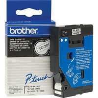 Brother - Ruban pour étiqueteuses, 12 mm, noir sur blanc, n° TC201-Ruban pour étiqueteuse Brother série P-Touch TC