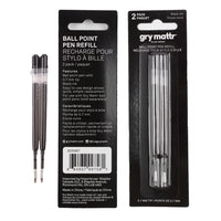 Gry Mattr - Recharge pour stylo à bille - Noir, Paquet de 2-Encre noire
