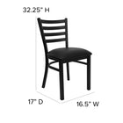 Flash Furniture - Chaise de restaurant de la série HERCULES en métal noir avec dossier échelle - siège en vinyle noir-Finition du cadre enduit en poudre noire