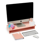 Poppin Support de moniteur, Rosé-Supporte en toute sécurité jusqu'à 60 lb pour s'adapter à la plupart des moniteurs