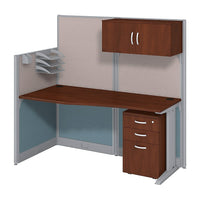 Bush Business Furniture – Poste de travail Office in an Hour, 65 larg. x 33 prof., avec rangement, cerisier (WC36492-03STGK)-Stratifié thermofusionné sur du bois composite
