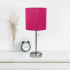 LimeLights - Lampe bâton en acier brossé avec prise de charge et abat-jour en tissu, paquet de 2, rose-Ampoule à culot moyen de type A 19 de 60 watts vendue séparément