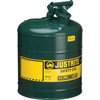 JustriteMD – Bidon de sécurité de type I sans entonnoir, 5 gal, 11 3/4 x 16 7/8 po, vert-Les bidons de sécurité de type I sont conçus avec un seul bec pour remplir et verser toutes sortes de liquides inflammables