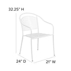 Chaise de patio avec accoudoirs et dossier arrondi, intérieur/extérieur, blanc (CO-3-WH-GG)-8