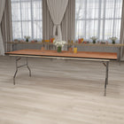 Flash Furniture – Table pliante rectangulaire avec surface de 36 x 96 po, fini bois et revêtement transparent (XA3696P)-Surface en bois dur Okoumé avec moulure noire en forme de T